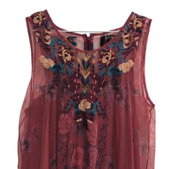 NWOT Johnny Was Biya Krioh Mesh Dress Red Medium - Picture 4 of 8